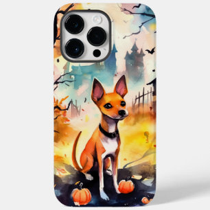 Coque Pour Pour iPhone 14 Pro Max Basenji Halloween avec citrouilles effrayant 