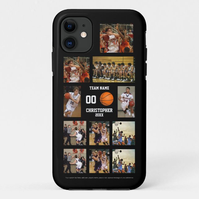 Coques Case-Mate iPhone Basket-ball 11 Photo Collage personnalisé noir (Dos)