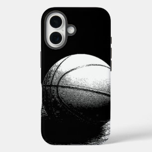 Coques iPhone 16 Basket-ball noir blanc