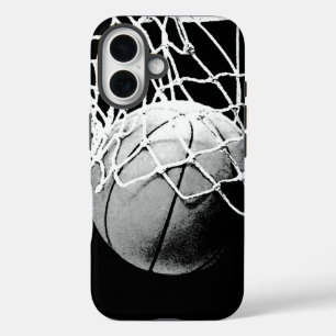 Coque Pour iPhone 16 Basket-ball noir blanc