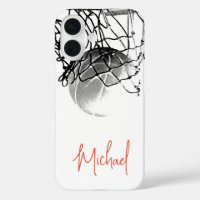 Basket-ball noir et blanc & Net Votre nom