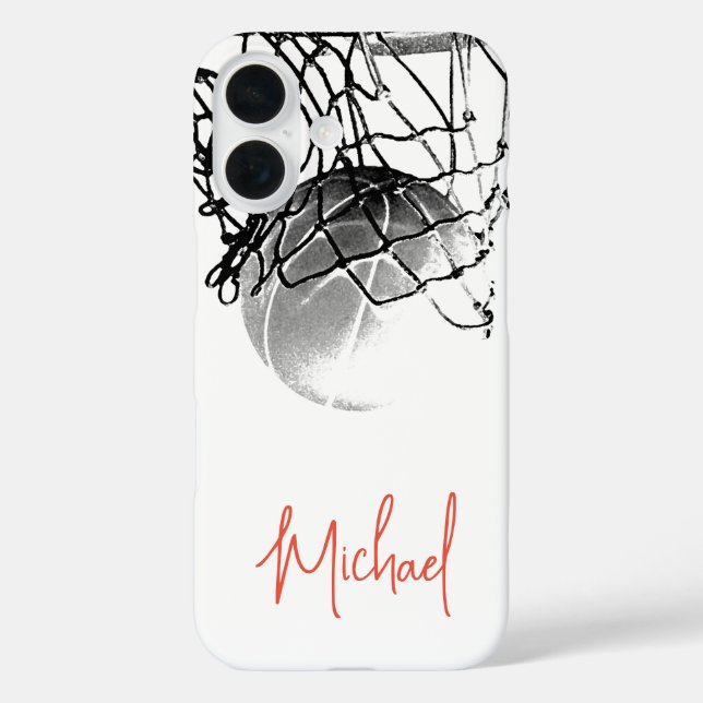 Coques Case-Mate iPhone Basket-ball noir et blanc & Net Votre nom (Verso)