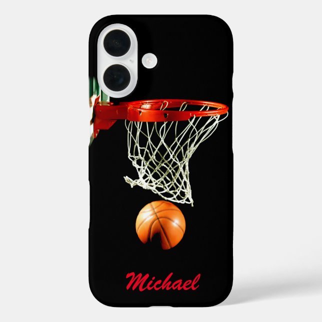 Coques Case-Mate iPhone Basket-ball Votre nom Black White Red (Verso)