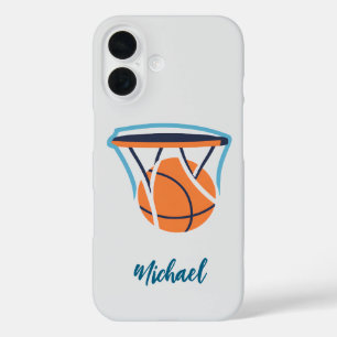 Coque Pour iPhone 16 Basket-ball Votre nom personnel