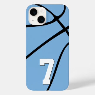 Coque Pour iPhone 14 Basket Bleu clair Joueur personnalisé Nombre Sport