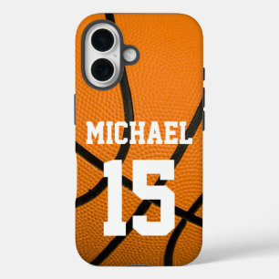 Coque Pour iPhone 16 Basketball Votre nom Personnalisable