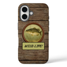 Basse à grande bouche coques iphone en bois foncé