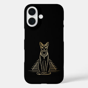 Coque Pour iPhone 16 Bastet, déesse égyptienne des chats devant une pyr