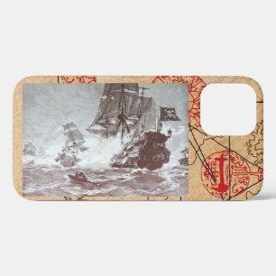 COQUE iPhone 12  BATAILLE DE BATEAU PIRATE / CARTES DE TRÉSOR PIRAT