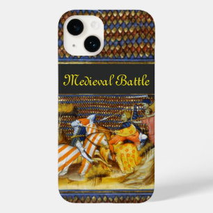 COQUE POUR iPhone 14 BATAILLE MÉDIÉVALE, COMBATTANTS CHEVALIERS HORSEBA