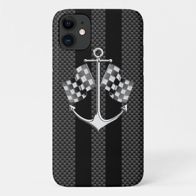 Coques Case-Mate iPhone Bateau de course nautique en style carbone (Dos)