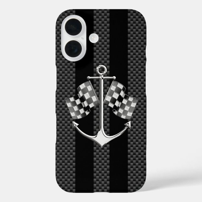 Coques Case-Mate iPhone Bateau de course nautique en style carbone (Verso)