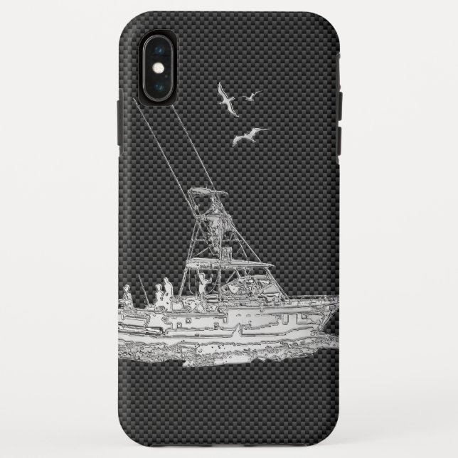 Coques Case-Mate iPhone Bateau de pêche de chrome sur le décor de fibre de (Dos)