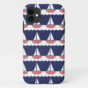 Case-Mate iPhone Case Bateau nautique Motif Marine Bleu et Rouge