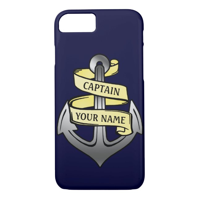 Coques Case-Mate iPhone Bateau personnalisable Capitaine Votre nom Ancre (Dos)