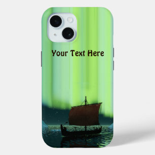 Coque Pour iPhone 15 Bateau Viking Sous Lumière Du Nord
