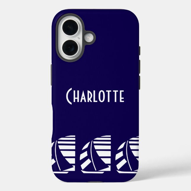 Coques Case-Mate iPhone Bateaux de course nautiques modifiables Bleu Blanc (Verso)