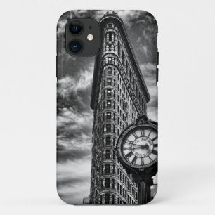 Coque iPhone 11 Bâtiment et horloge de Flatiron dans 1C2 noir et