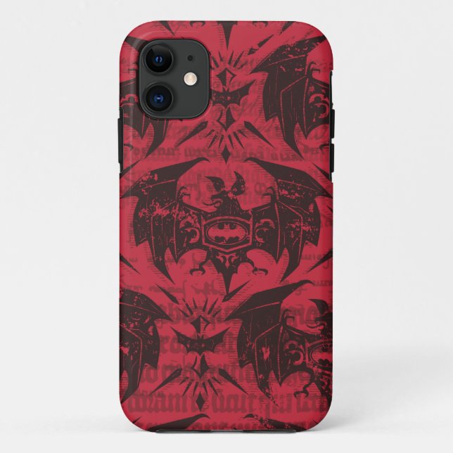 Coques Case-Mate iPhone Batman Urban Legends - Goth Bat Motif Rouge/Noir (Dos)