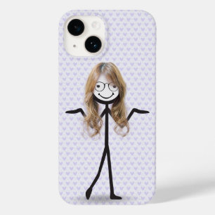 Coque Pour iPhone 14 Bâton Figure Girl avec cheveux et lunettes