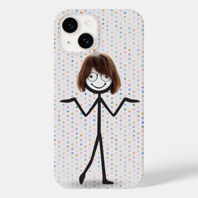 Coques Case-Mate iPhone Bâton Figure Girl avec cheveux et lunettes (Verso)