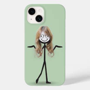 Coque Pour iPhone 14 Bâton Figure Girl avec cheveux et lunettes