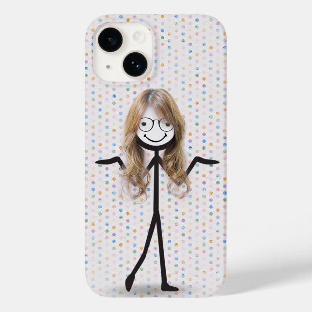 Coques Case-Mate iPhone Bâton Figure Girl avec cheveux et lunettes (Verso)