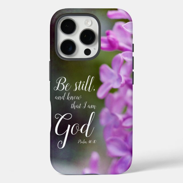 Coques Case-Mate iPhone Be Still Psaum 46:10 Fleurs Lilac Violettes (Verso)