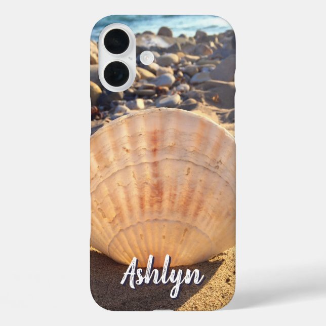 Coques Case-Mate iPhone Beach Seashell Photo Nom personnalisé Script Bold (Verso)