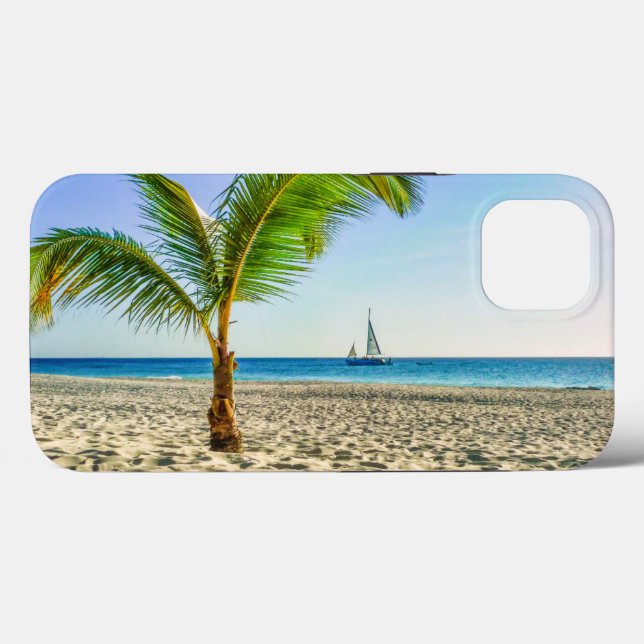 Coques Case-Mate iPhone Beaches tropicales | Sailboat, Palm Tree, Aruba (Verso (horizontal))