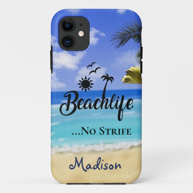 Coques Case-Mate iPhone Beachlife No Strife citation été palmier eau T (Dos)