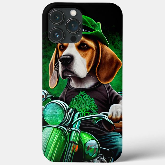 Coques Case-Mate iPhone Beagle Chien conduisant vélo St. Patrick's Day (Verso)