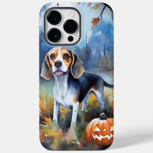 Coque Pour Pour iPhone 14 Pro Max Beagle d'Halloween avec citrouilles effrayant