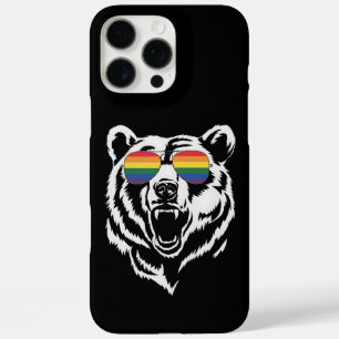 Coques iPhone 16 Pro Max Bear Gay LGBTQ Rainbow Lunettes de soleil Pride Dr