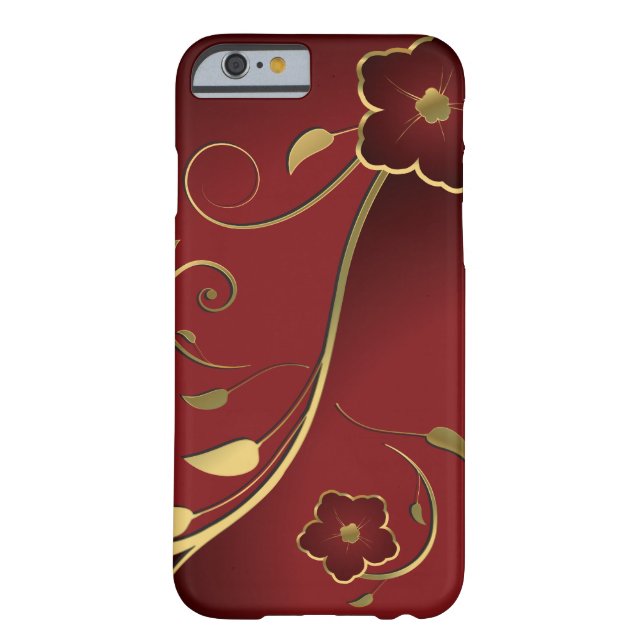 Coques Case-Mate iPhone Beau Art Floral Rouge & Or (Dos)