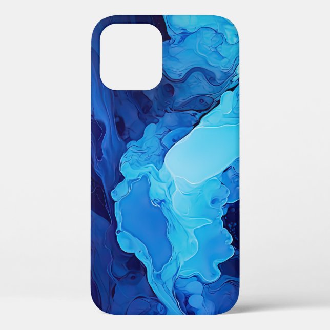 Coques Case-Mate iPhone Beau Bleu Abstrait Moderne Art Fluide Artistique (Verso)