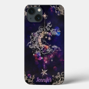 Case-Mate iPhone Case Beau Boho Moon Stars Blue Purple Texte Personnalis