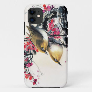 Coque Case-Mate Pour iPhone Beau cerisier brun chinois frais de rouge d'oiseau
