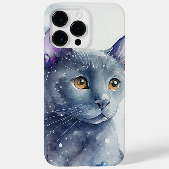 COQUES Case-Mate iPhone BEAU CHAT BLEU RUSSE DE COULEUR D'EAU (Verso)
