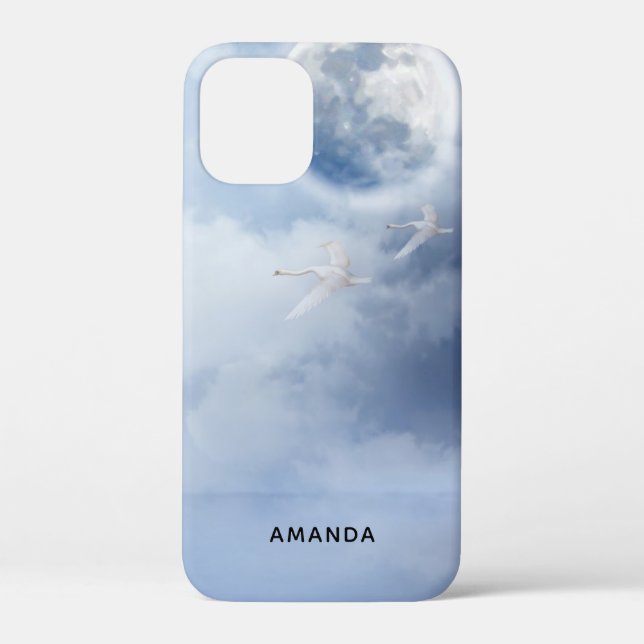 Coques Case-Mate iPhone Beau ciel bleu avec cygnes volants (Verso)