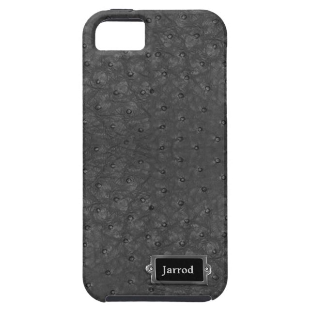Coques Case-Mate iPhone Beau look en cuir d'autruche noire (Dos)