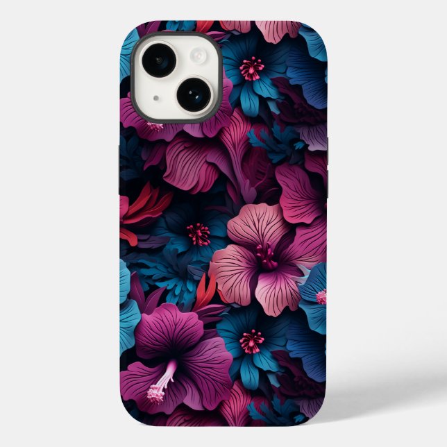 Coques Case-Mate iPhone Beau Motif de fleurs d'Hibiscus (Verso)