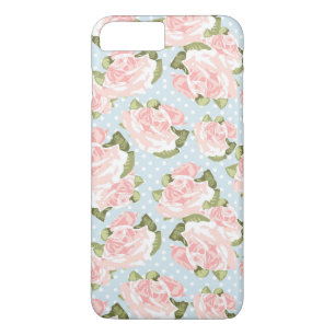 Case-Mate iPhone Case Beau motif de rose avec le pois bleu