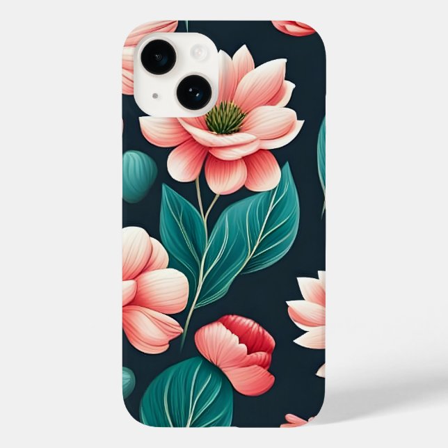 Coques Case-Mate iPhone Beau motif floral rose (Verso)