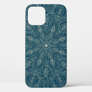 Case-Mate iPhone Case Beau ornement en dentelle bleue, joyeux christmasa