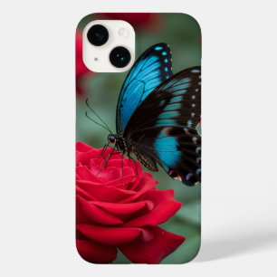 Coque Pour iPhone 14 Beau Papillon Roses Rouges - Époustouflant
