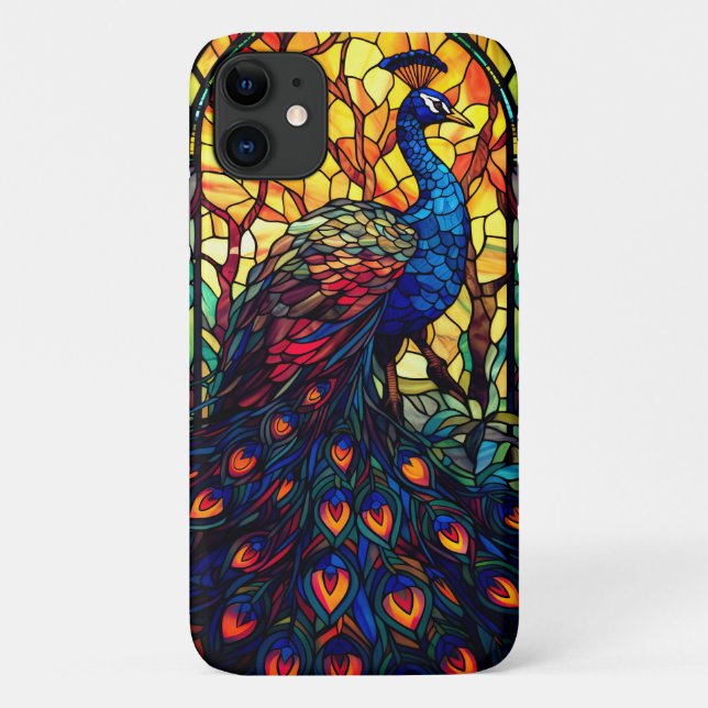 Coques Case-Mate iPhone Beau Peacock Vitrail Art de la faune (Dos)
