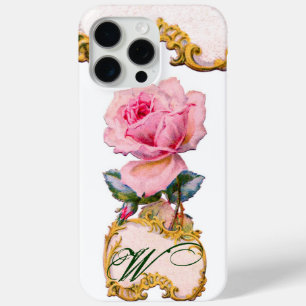 Coque iPhone 15 Pro Max BEAU ROSE ROSE ROSE MONOGRAM, Turquoise Aqua Blue