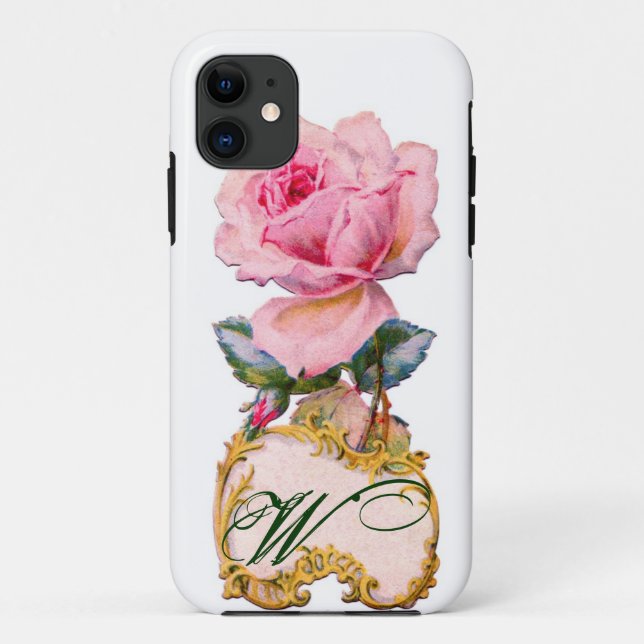 Coques Case-Mate iPhone BEAU ROSE ROSE ROSE MONOGRAM, Turquoise Aqua Blue (Dos)