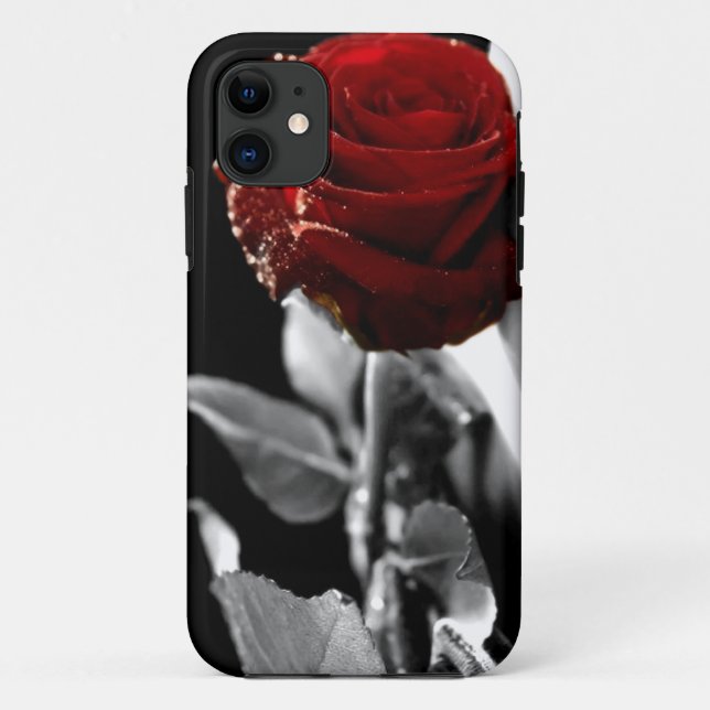 Coques Case-Mate iPhone Beau rose rouge avec l'arrière - plan noir et (Dos)